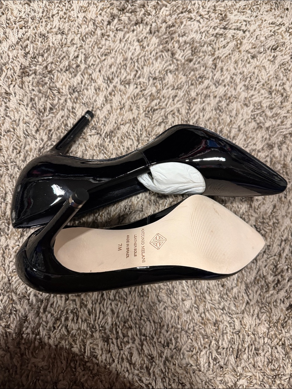 ANTONIO MELANI Black Patent Pointed Toe Stilettos
